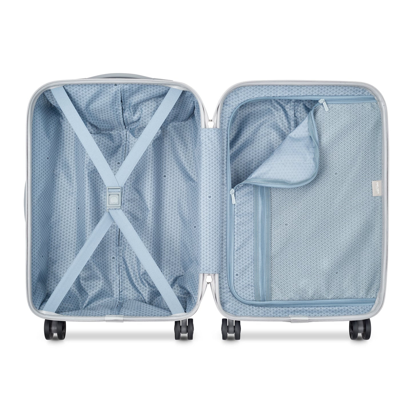 Delsey Paris Lagos 55cm Hardcase Expandable 4 Double Wheel Cabin Luggage Trolley Case Silver - 00387080111W9