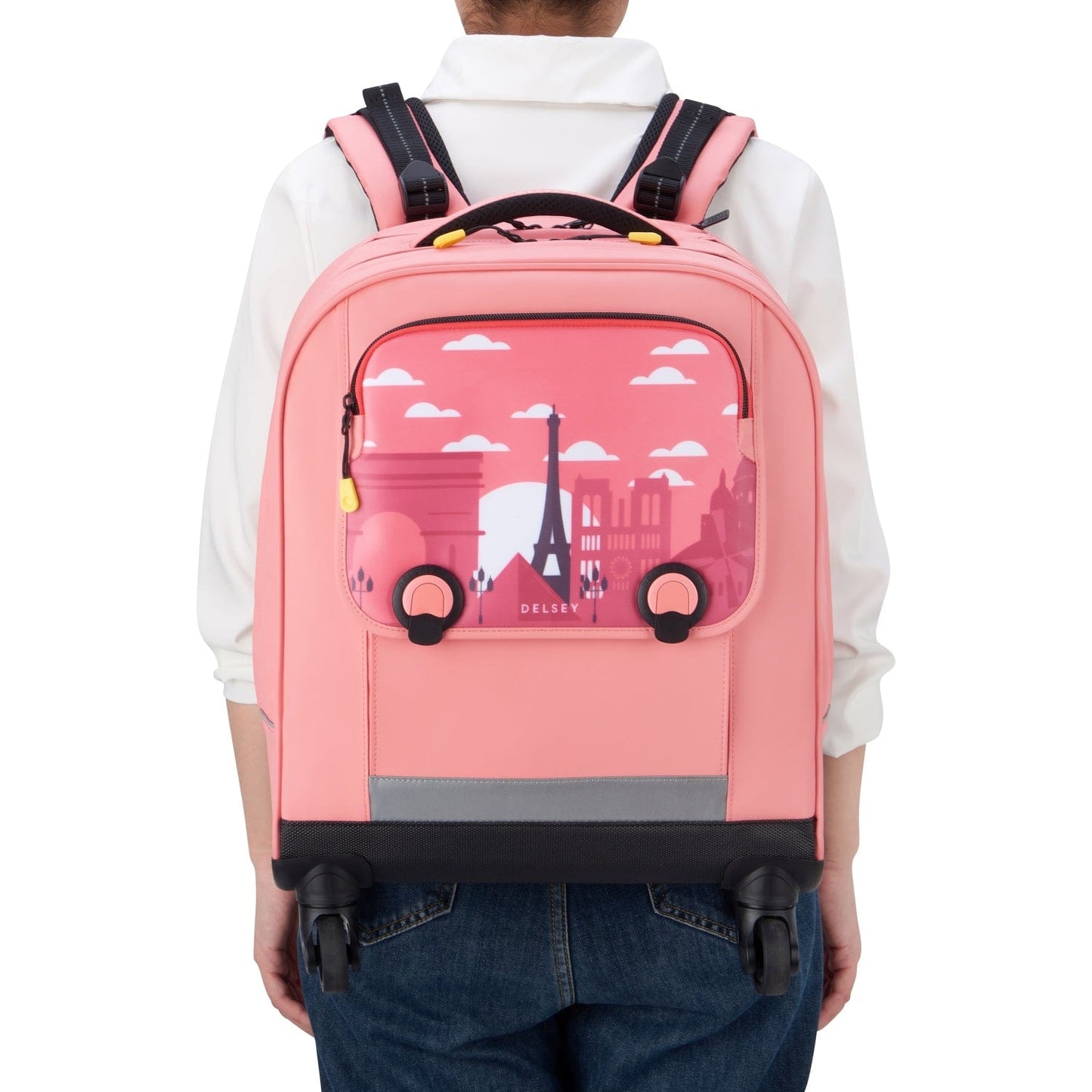 Delsey Paris BTS 2023 4 Wheel Vertical Backpack - 15.6" Pink Printing - 00338945319
