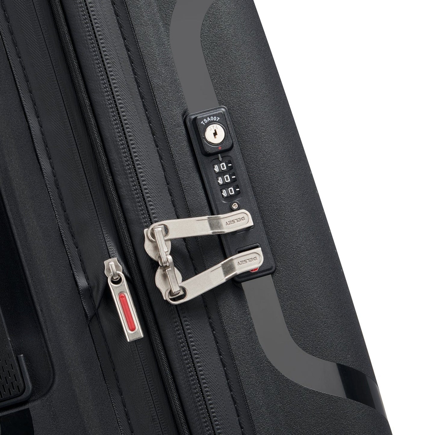 Delsey Paris Clavel 55+70+83cm Hardcase 4 Double Wheel 3 Piece Luggage Trolley Set Black