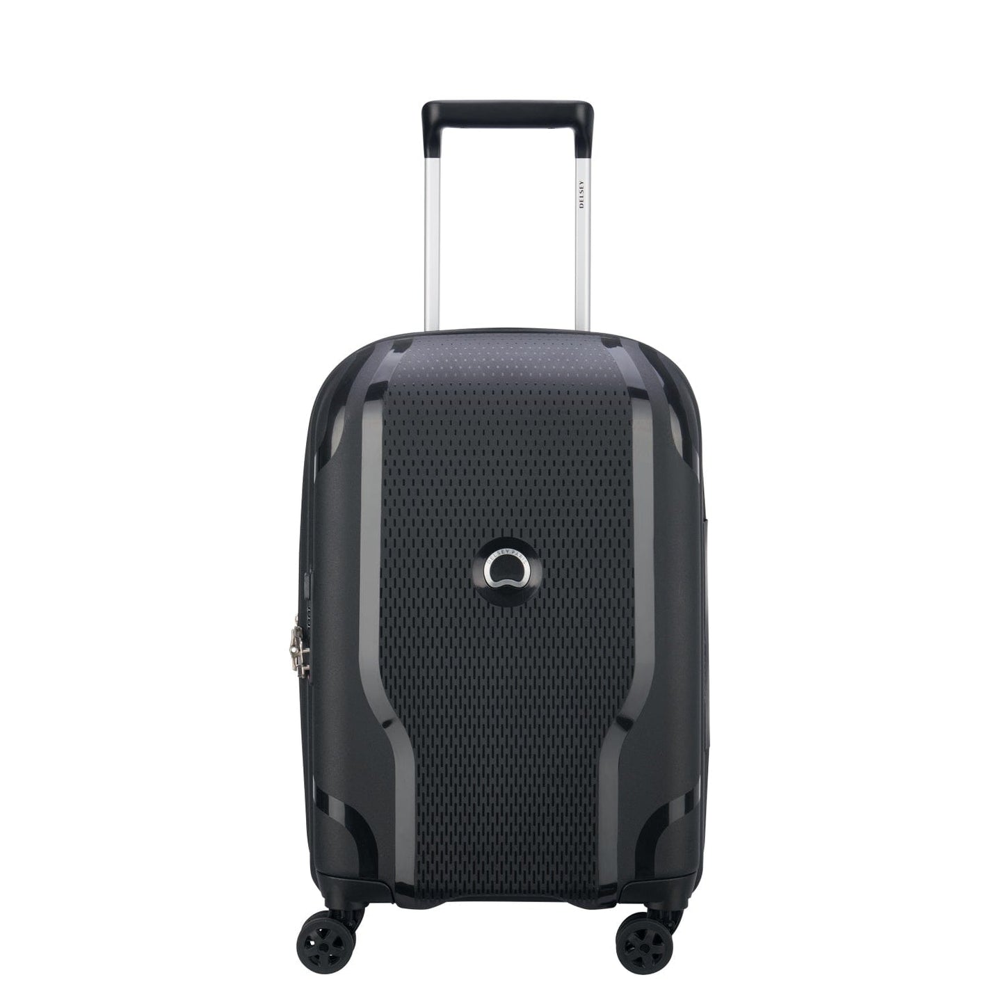 Delsey Paris Clavel 55+70+83cm Hardcase 4 Double Wheel 3 Piece Luggage Trolley Set Black