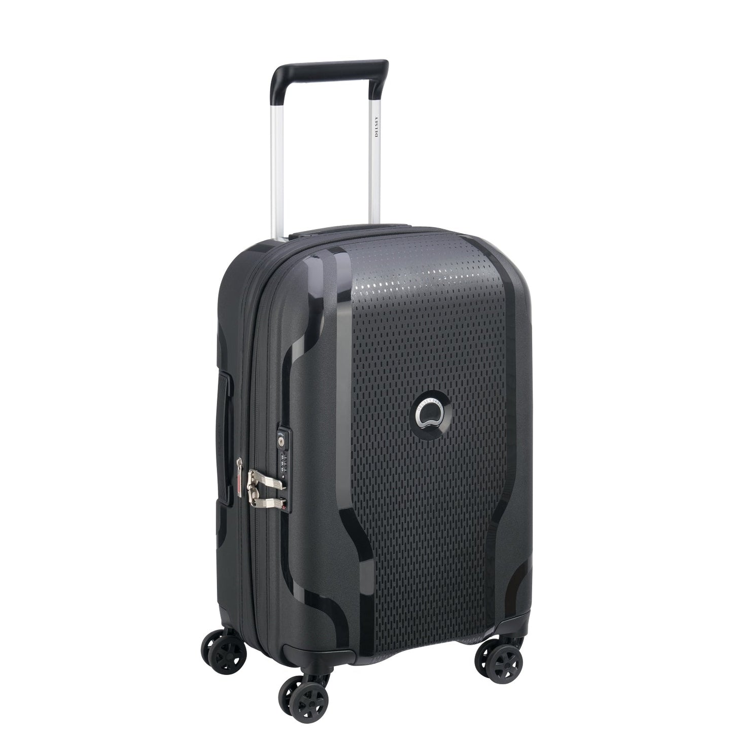 Delsey Paris Clavel 55+70+83cm Hardcase 4 Double Wheel 3 Piece Luggage Trolley Set Black