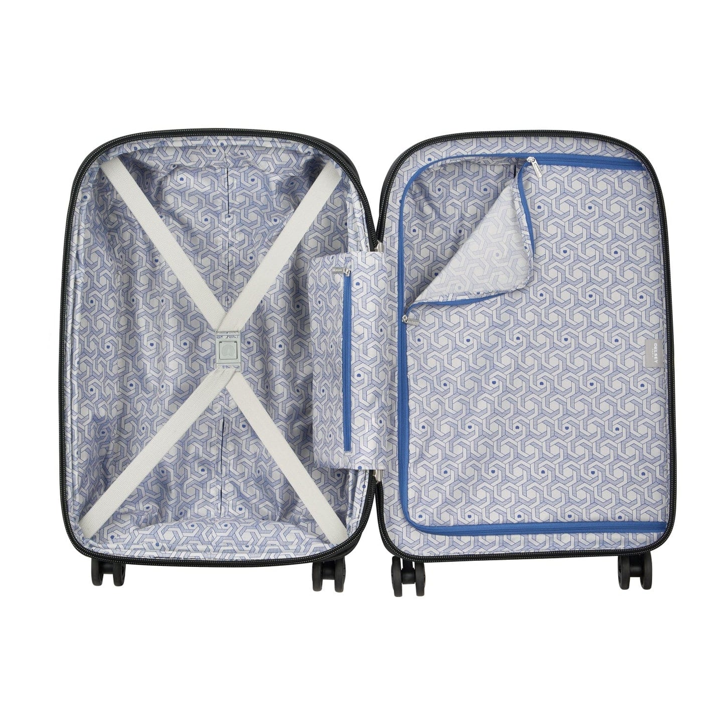 Delsey Paris Clavel 55+70+83cm Hardcase 4 Double Wheel 3 Piece Luggage Trolley Set Black