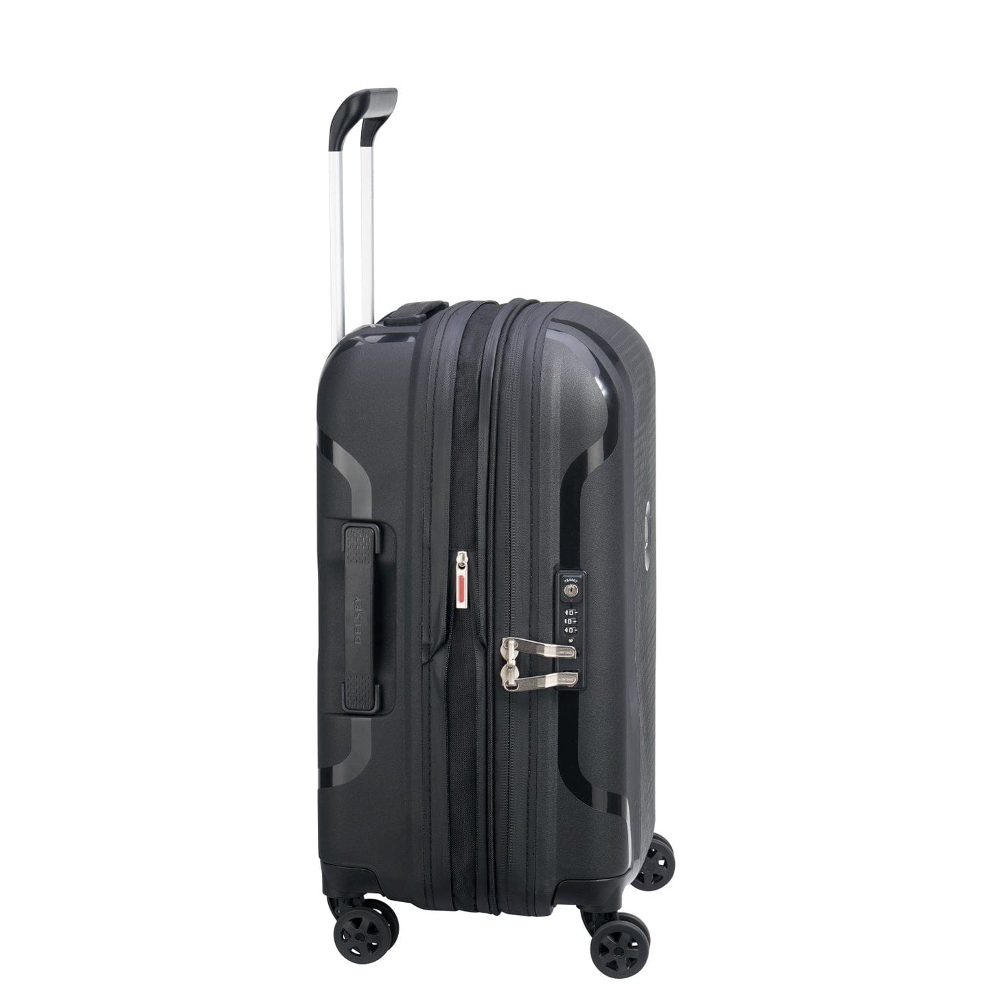 Delsey Paris Clavel 55+70+83cm Hardcase 4 Double Wheel 3 Piece Luggage Trolley Set Black