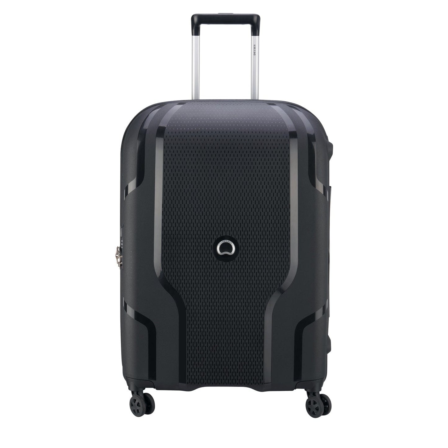 Delsey Paris Clavel 55+70+83cm Hardcase 4 Double Wheel 3 Piece Luggage Trolley Set Black