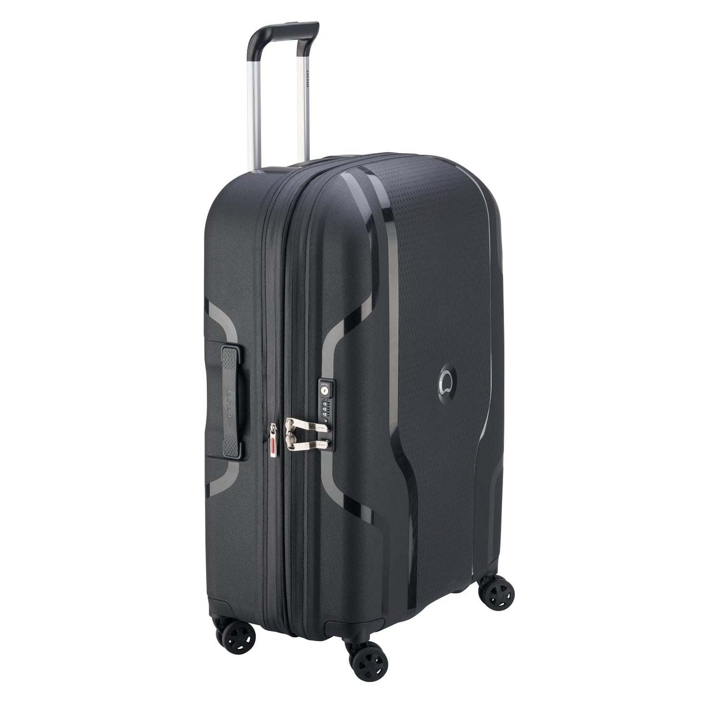 Delsey Paris Clavel 55+70+83cm Hardcase 4 Double Wheel 3 Piece Luggage Trolley Set Black