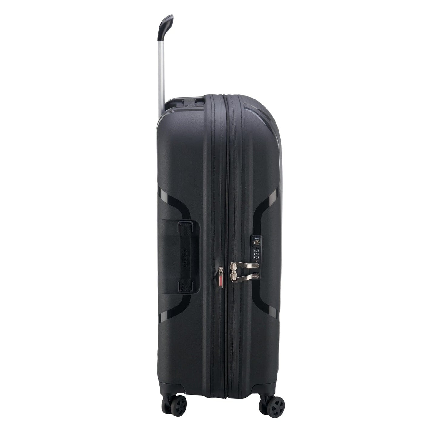 Delsey Paris Clavel 55+70+83cm Hardcase 4 Double Wheel 3 Piece Luggage Trolley Set Black