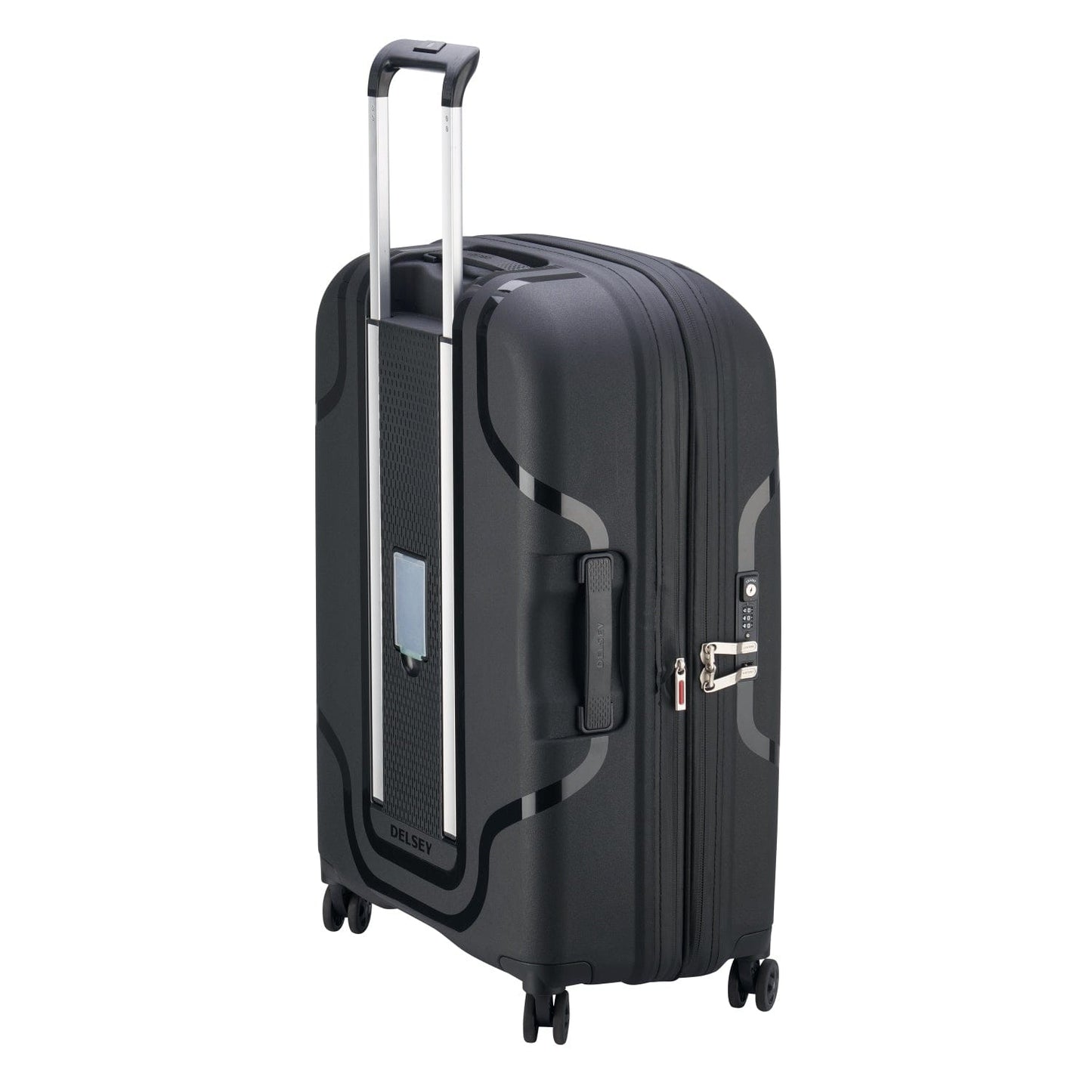 Delsey Paris Clavel 55+70+83cm Hardcase 4 Double Wheel 3 Piece Luggage Trolley Set Black