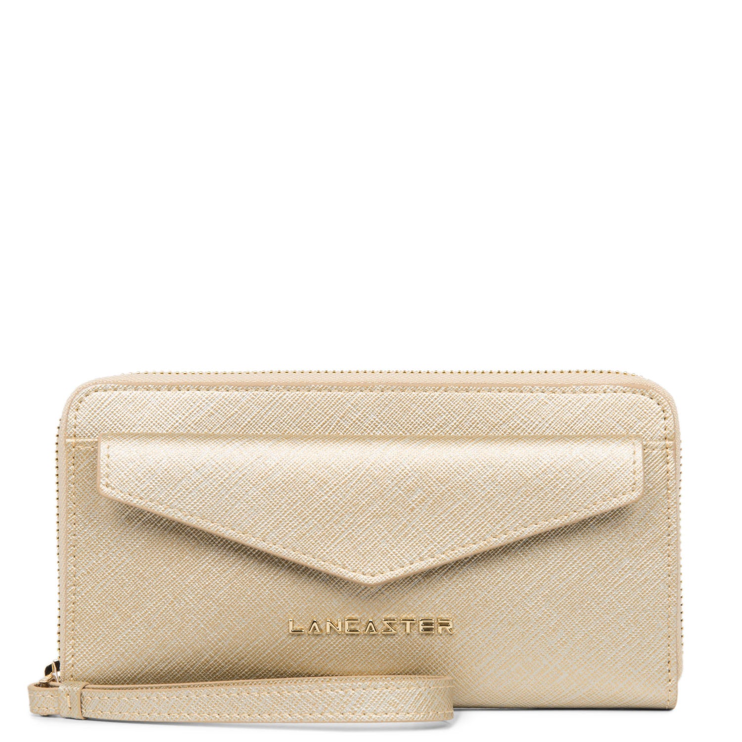 LANCASTER SIGNATURE SAFIANO COMPANION WALLET CHAMPAGNE