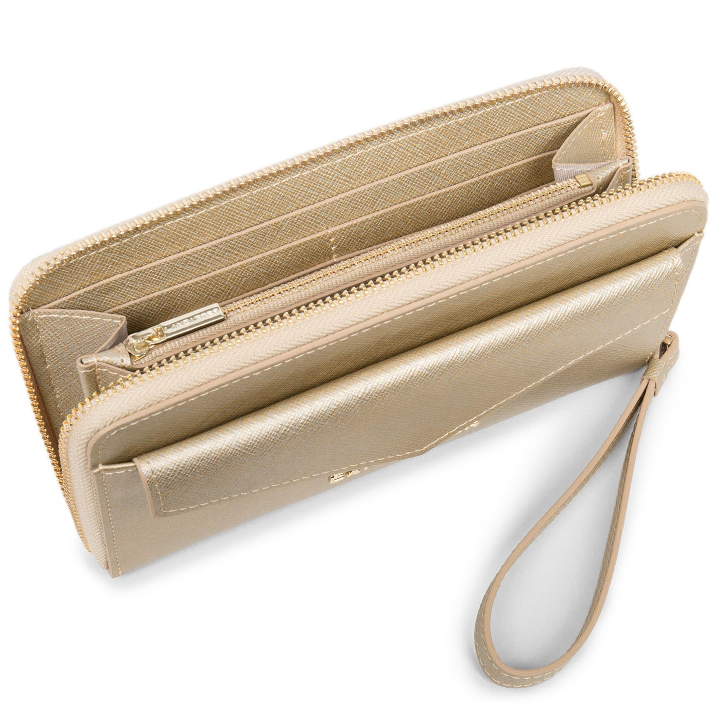 Lancaster Signature Safiano Companion Wallet Champagne