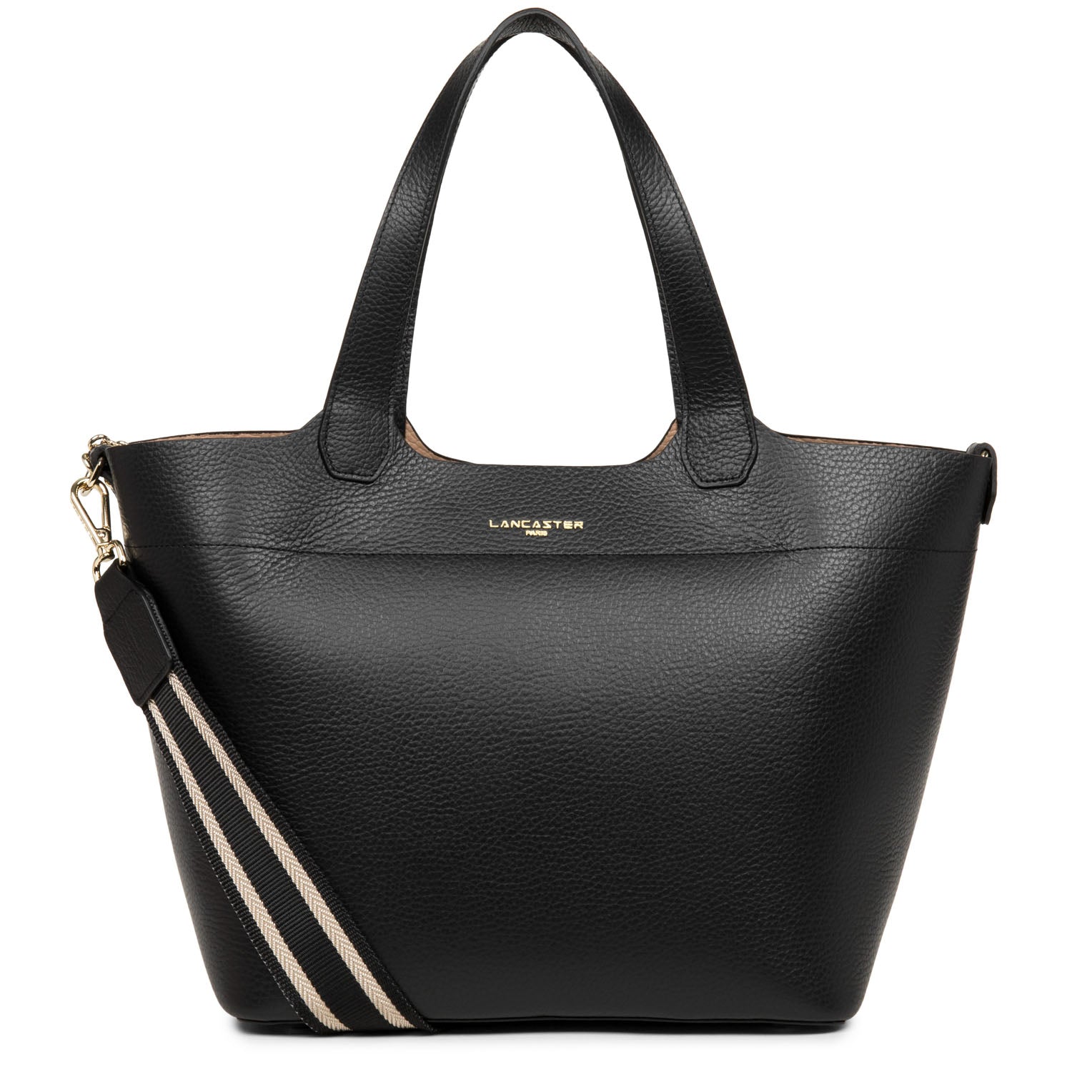 LANCASTER FOULONNE DOUBLE HAND BAG NOIR IN NUDE