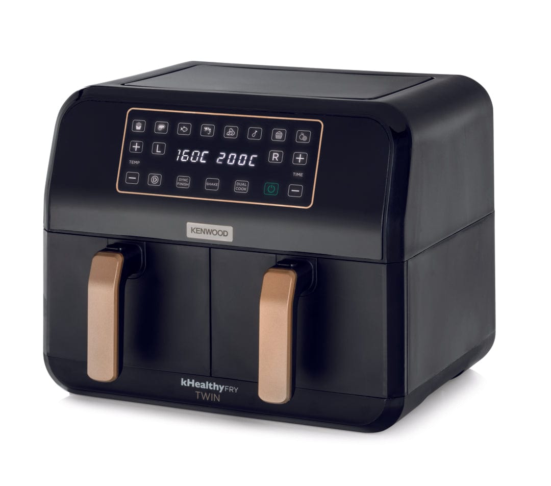Kenwood Digital Twin Air Fryer 4L+4L, 1.7Kg+1.7Kg Black/Gold, Hfp70.000Bk