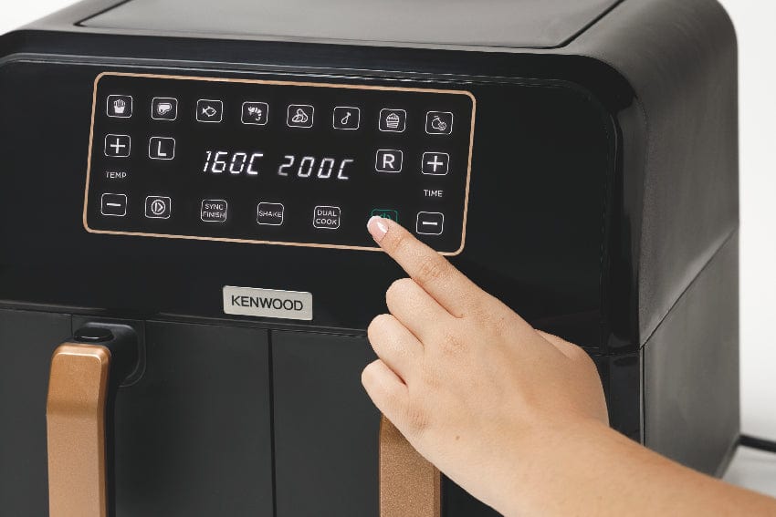 Kenwood Digital Twin Air Fryer 4L+4L, 1.7Kg+1.7Kg Black/Gold, Hfp70.000Bk
