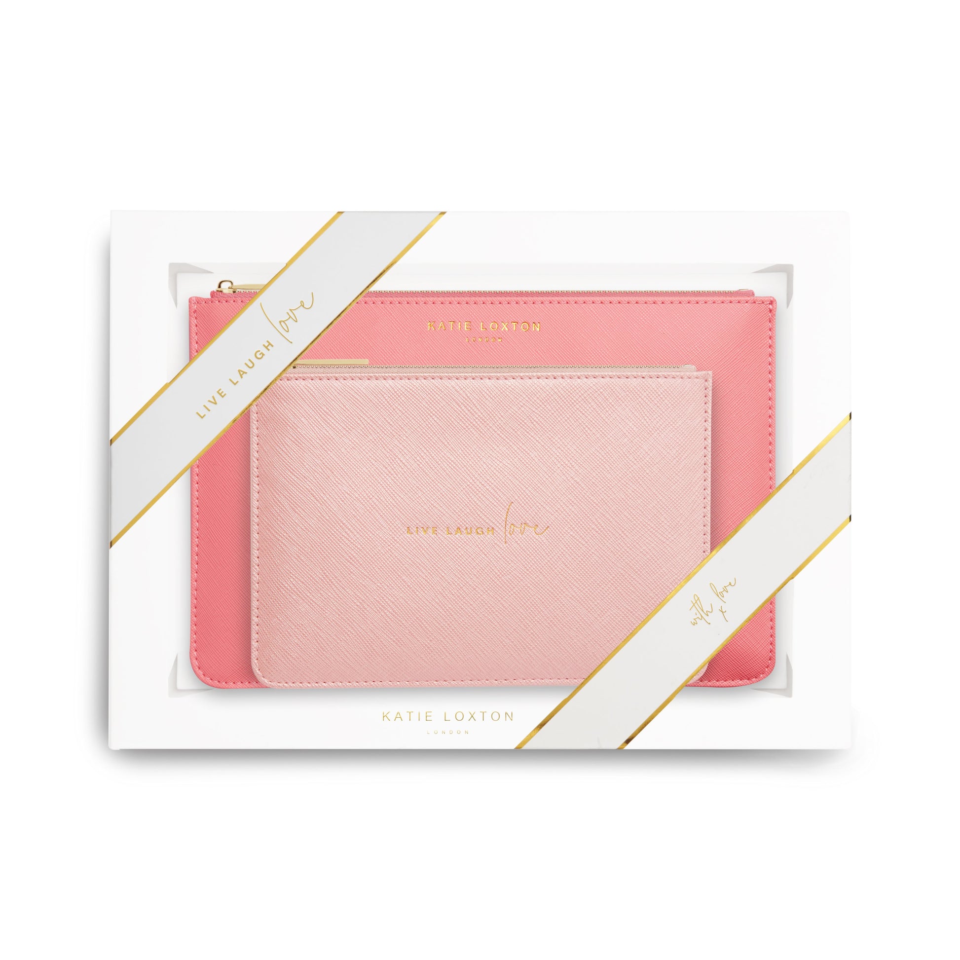 KTLX PERFECT POUCH GIFT SET LIVE LAUGH LOVE PINK AND MET L.PINK - Jashanmal Home