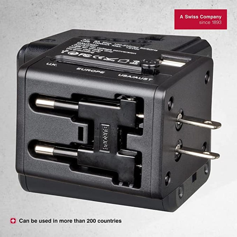 Wenger Travel Adapter With 2 Usb Charger Black - 604559
