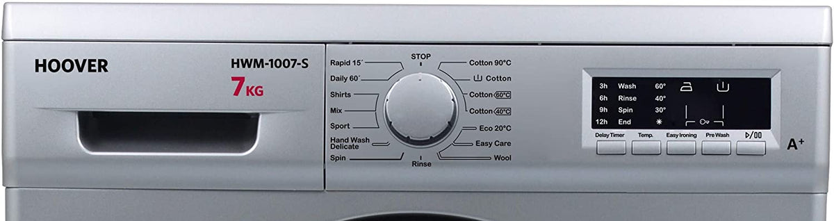 Hoover 7Kg Front Load Washing Machine, 1000 Rpm, Silver - Hwm-1007-S (Made In Turkey)