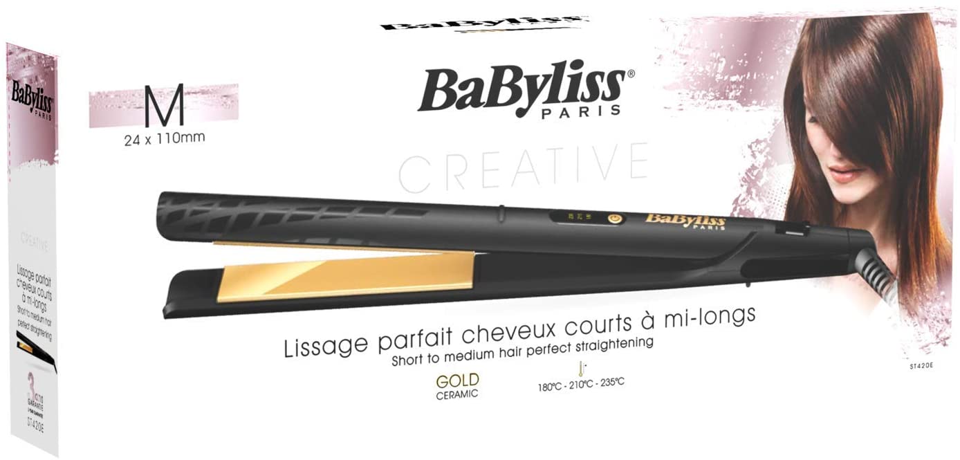 Babyliss Babst420Sde Hair Straightener 3 Temperature Led, 24Mm - Gold