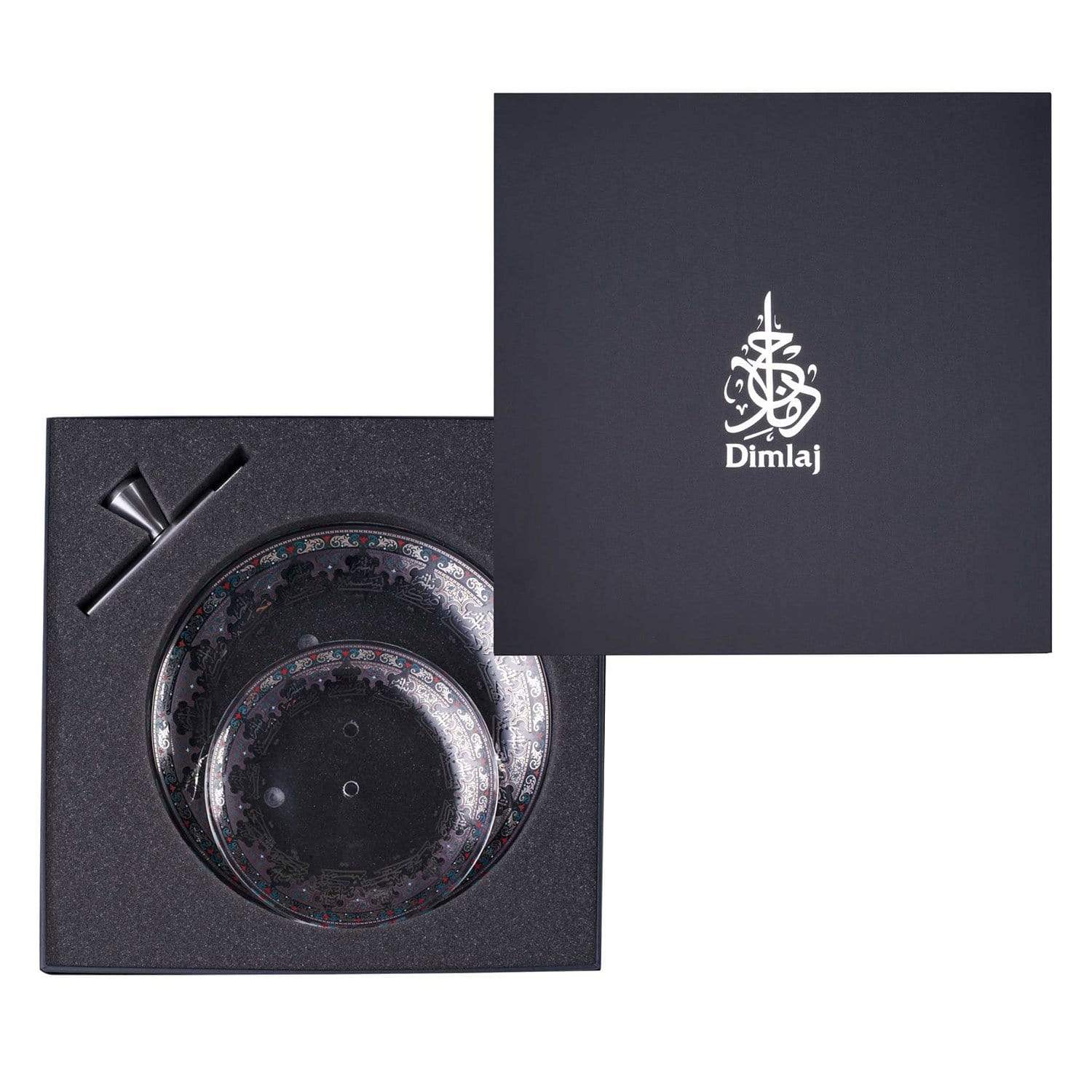 DIMLAJ SUROOR GLASS 2 TIER PLATE PLATINUM - 46993