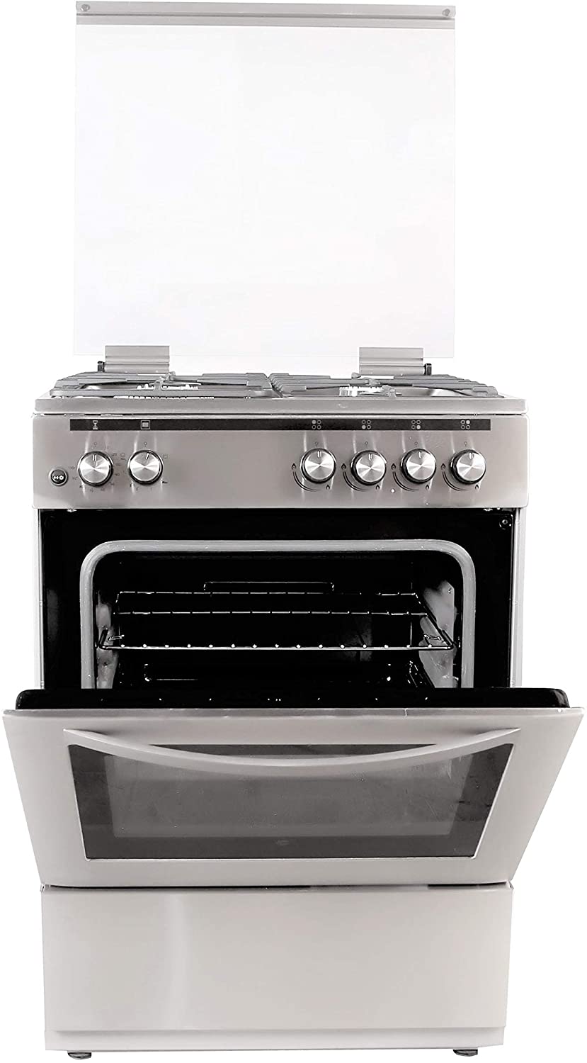 Hoover 60X60 Full Gas Cooker (3+1 Rapid Gas Burners), Steel - Fgc66.02S (Made In Turkey)