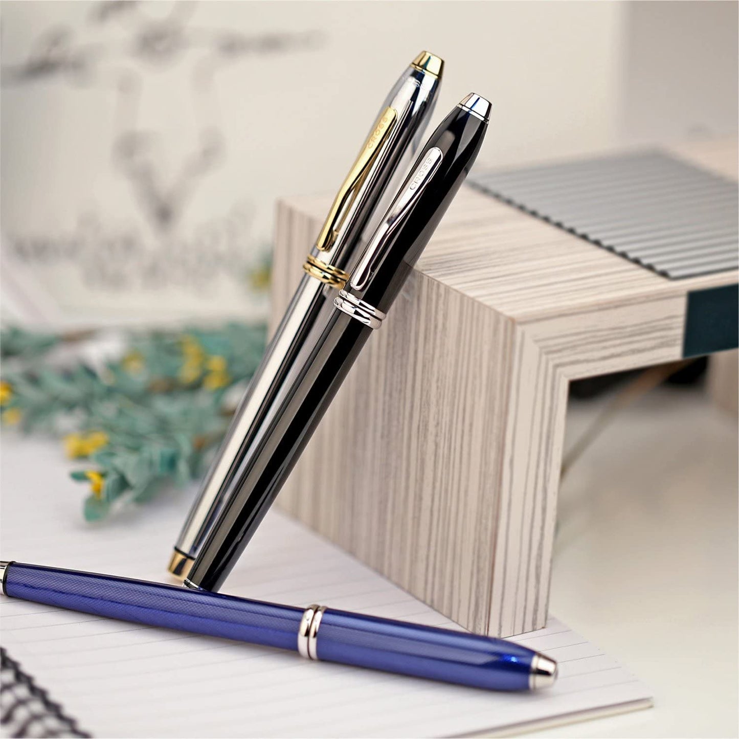 Cross Townsend, Black Lacquer, Ballpoint Pen, With Rhodium Plated Appointments - At0042-4