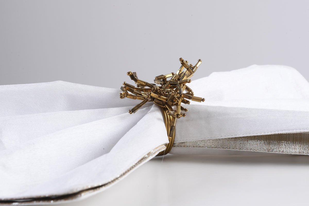 BEADED FLORICANE NAPKIN RING ANTQ GLD