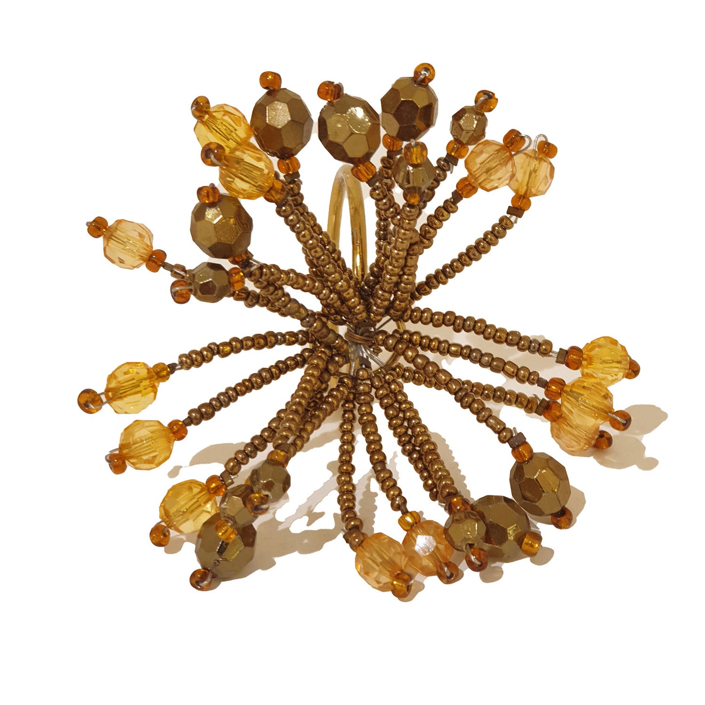 BEADED FLORICANE NAPKIN RING ANTIQUE GOLD - NNR16407C/AGL