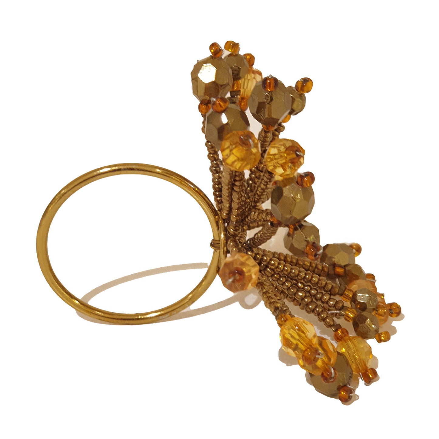 Beaded Floricane Napkin Ring Antique Gold - Nnr16407C/Agl
