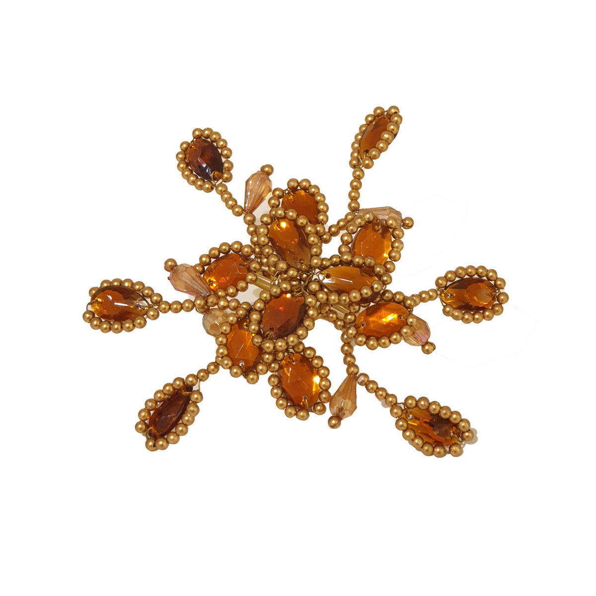 BEADED FLORICANE NAPKIN RING BROWN/GOLD - NNR17002A/BGL
