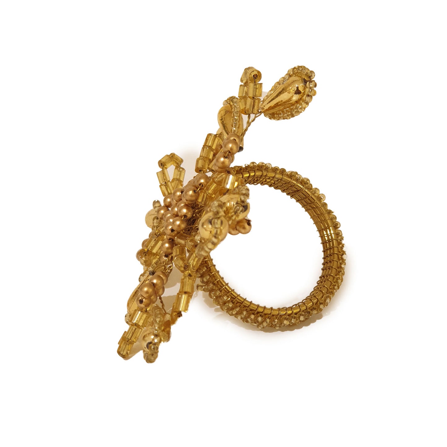 Beaded Floricane Napkin Ring Gold - Nnr17416A/Gold