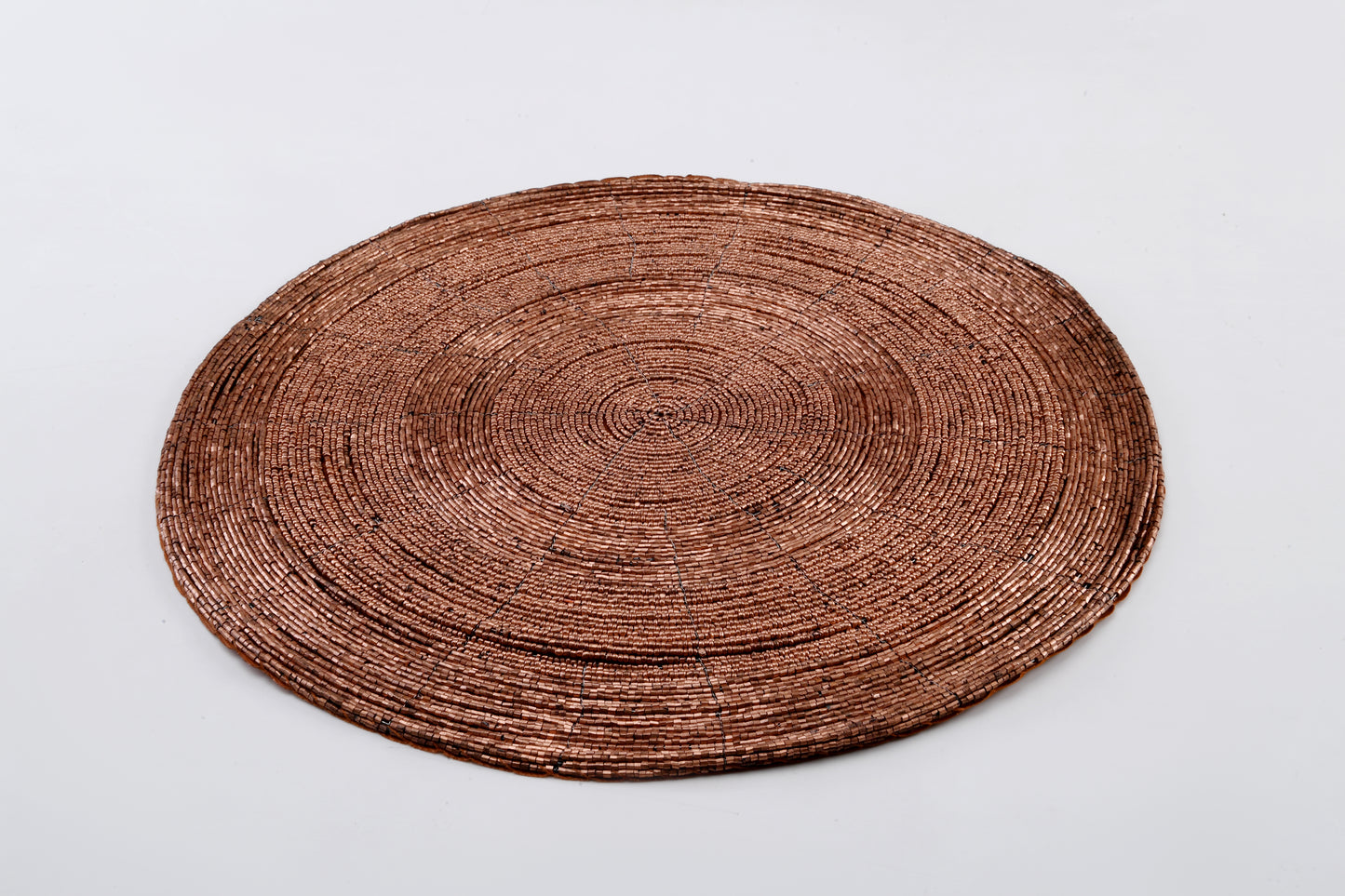 ARVD BEADED PLACEMAT GLASS COPPER 14X14