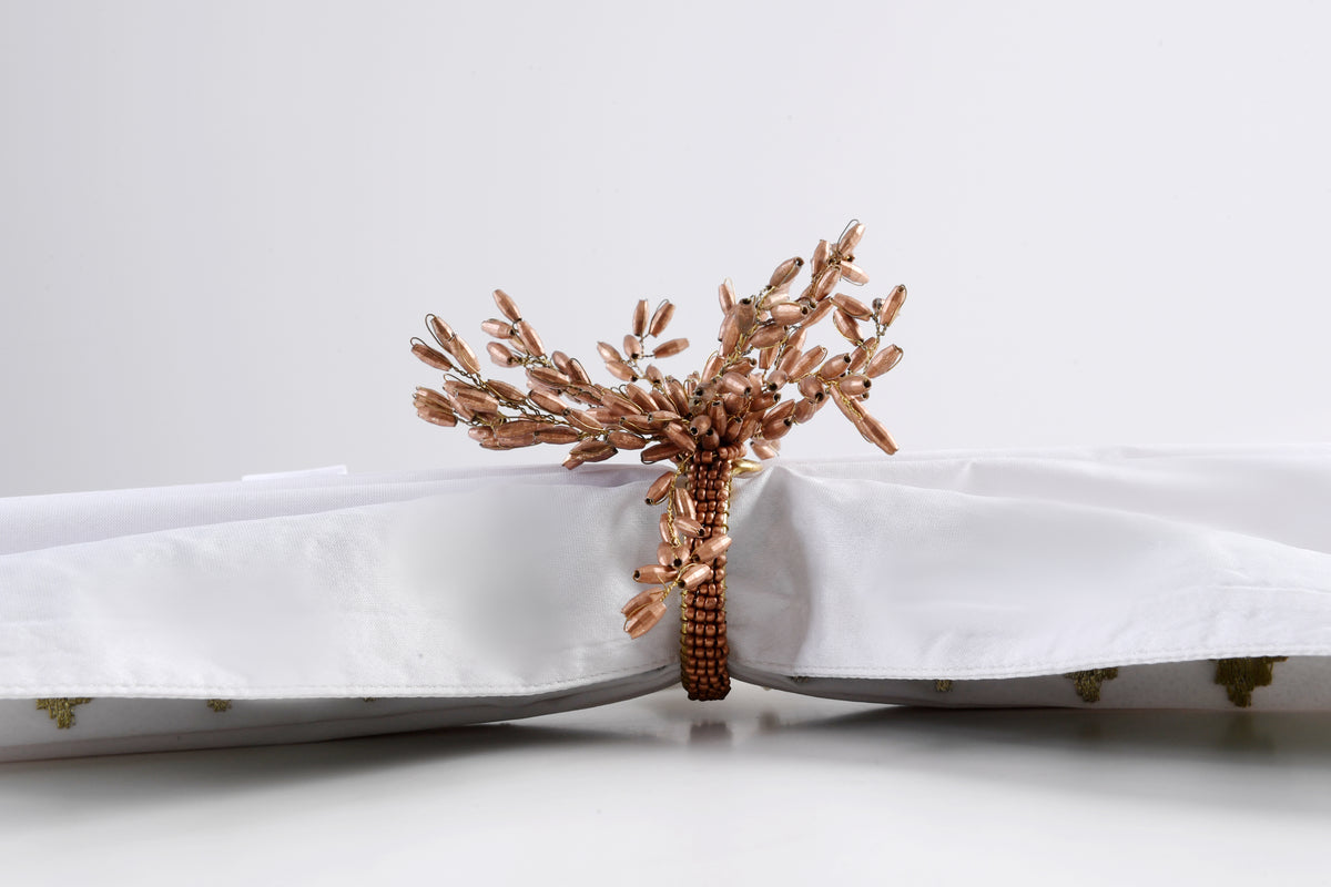 Arvd Beaded Napkin Ring Copper L-4
