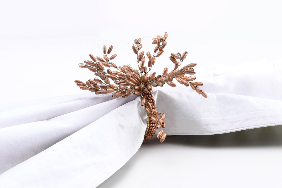 Arvd Beaded Napkin Ring Copper L-4