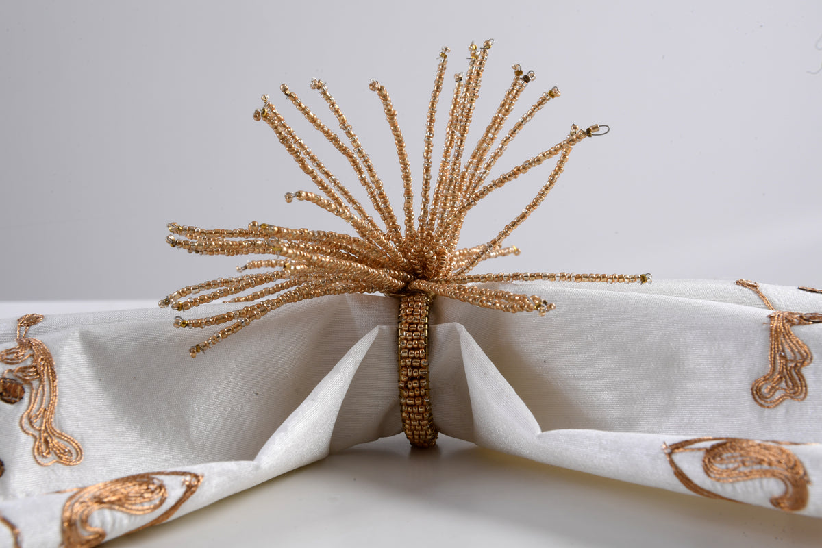 Arvd Beaded Napkin Ring Uniq Gold L-4