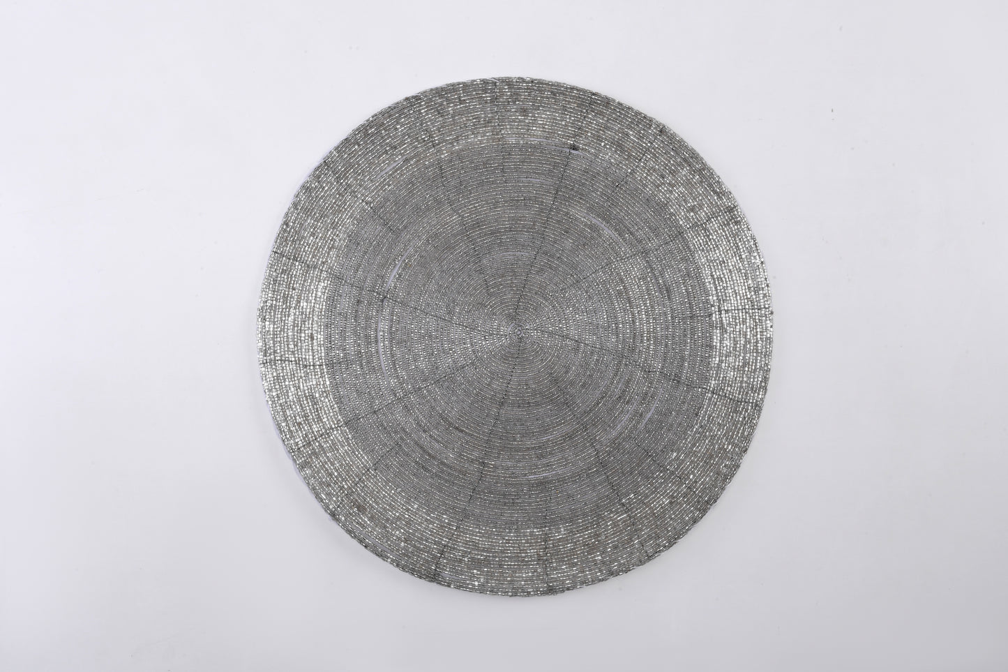 ARVD BEADED PLACEMAT GLASS SILVER 14X14