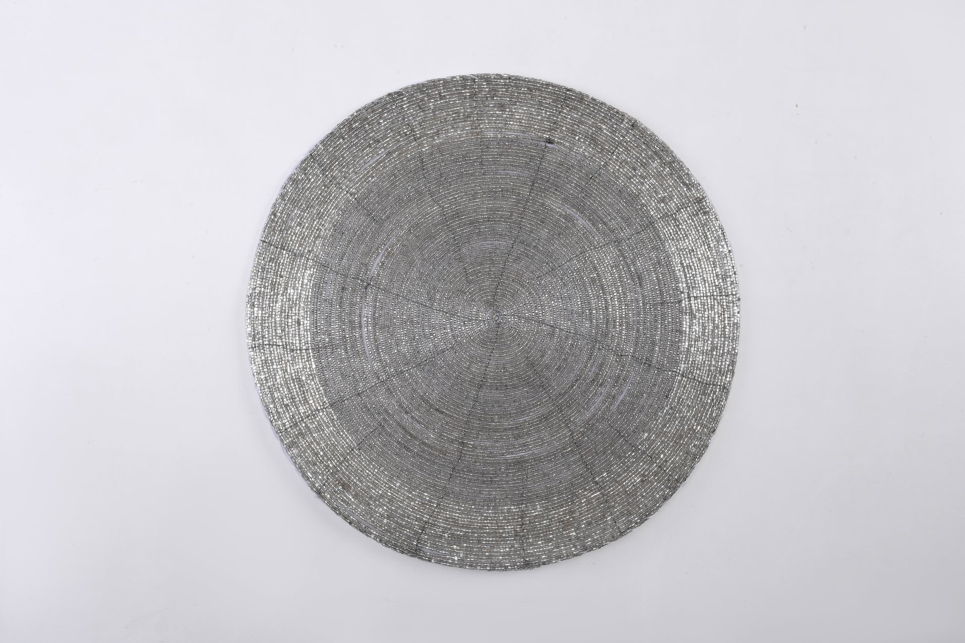ARVD BEADED PLACEMAT GLASS SILVER 14X14