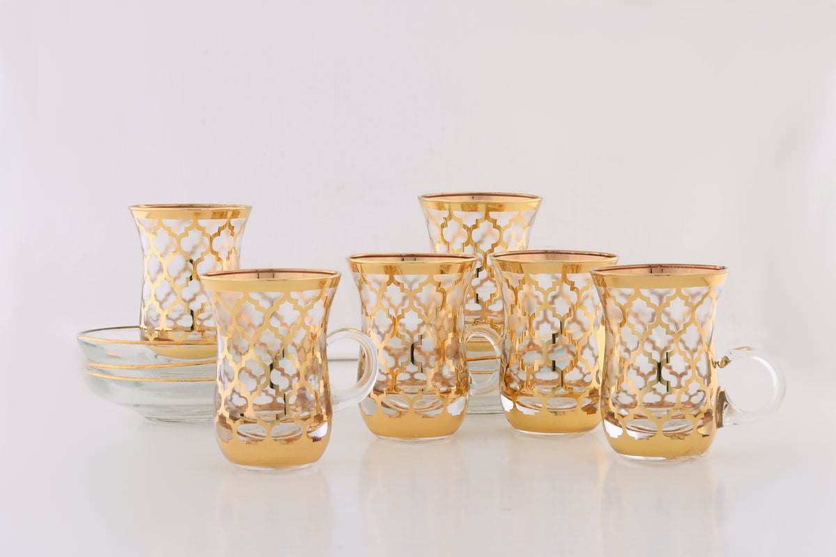 CARLENE GOLD 12PC TEA CUP/SAUCER