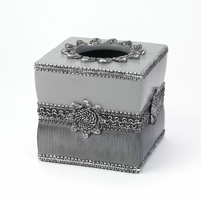 AVANTI BRAIDED MEDALLION TISSUE COVER SILVER