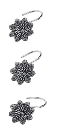 AVANTI BRAIDED MEDALLION SHOWER CURTAIN HOOKS SILVER