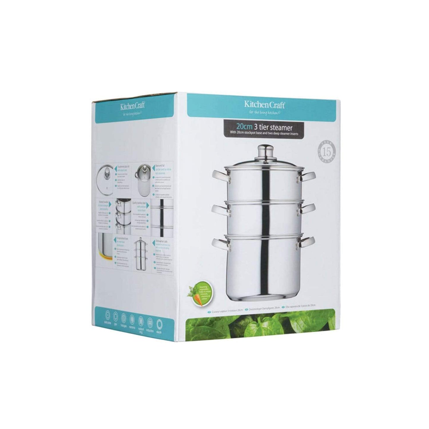 KC 3 TIER STEAMER 20CM S/STEEL - KCCVSTEAM20