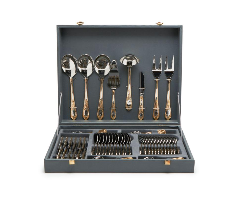 CAMEO ONE SIDE GOLDPLATED 68PC  CUTLERY SET - GL21/GPBX