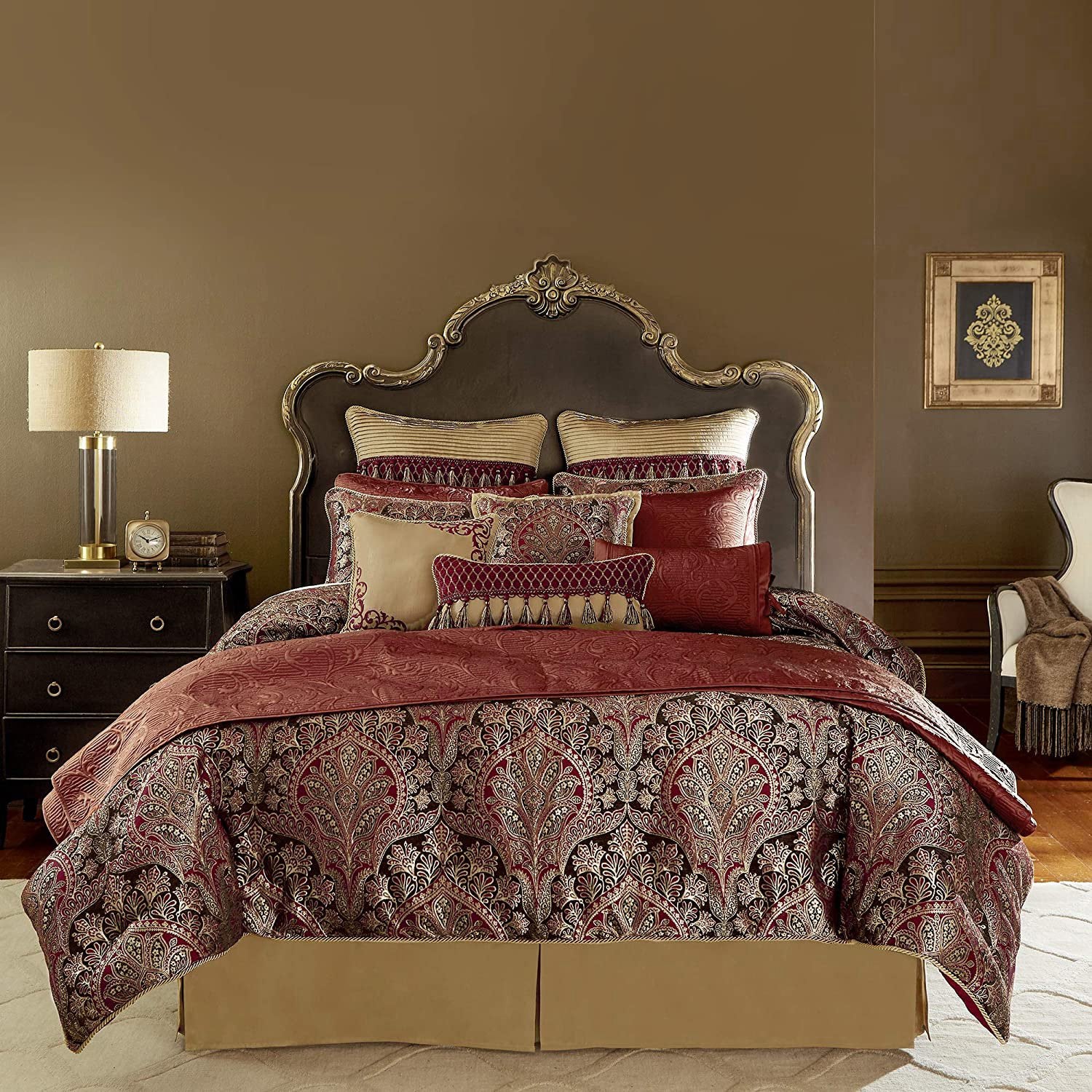 ROENA 8PC BEDDING SET KING BURGUNDY