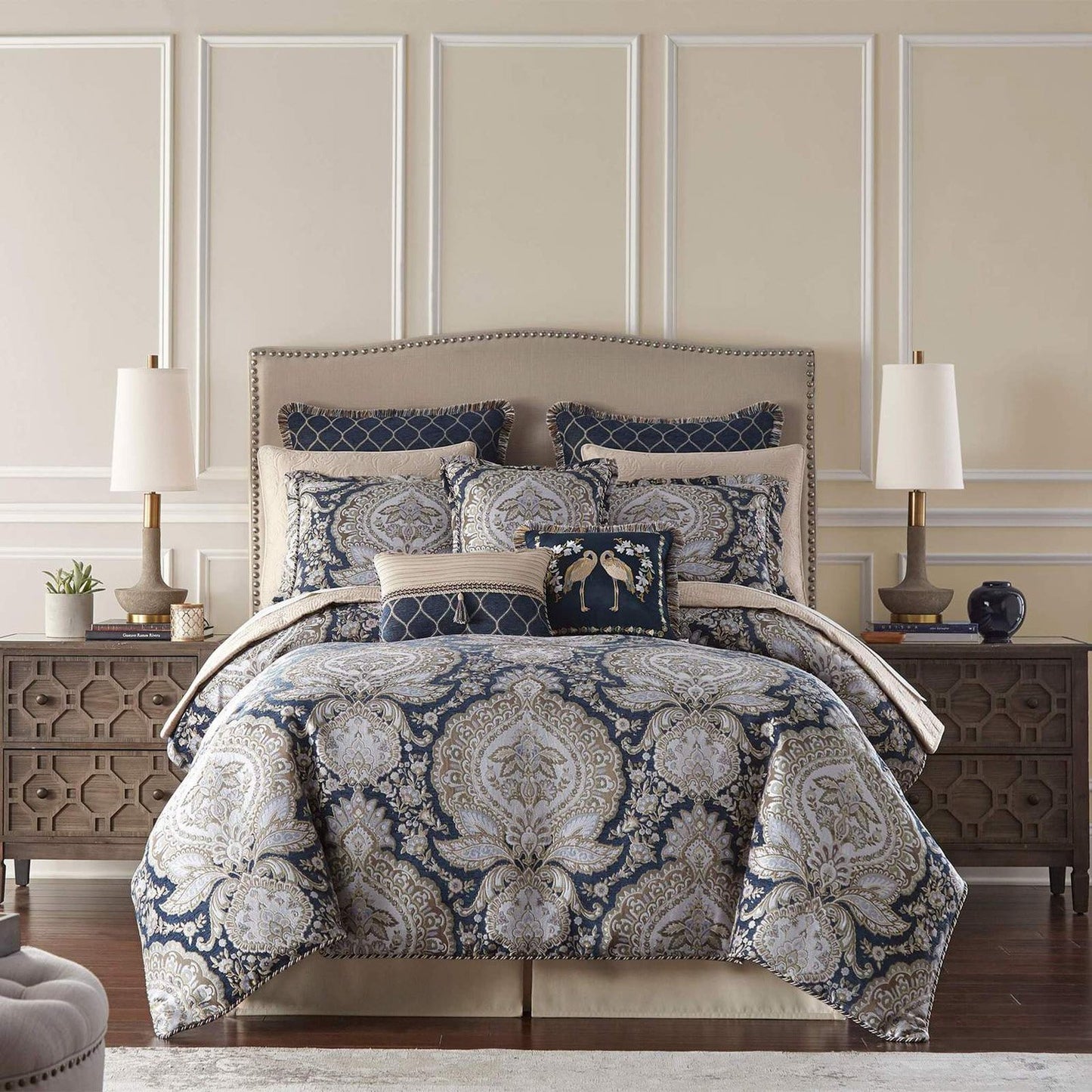 VALENTINA 8PC BEDDING SET KING BLUE