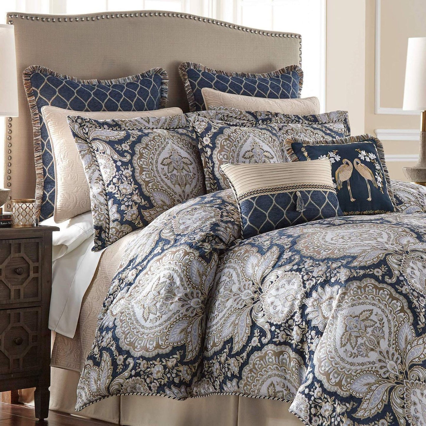 Valentina 8Pc Bedding Set King Blue