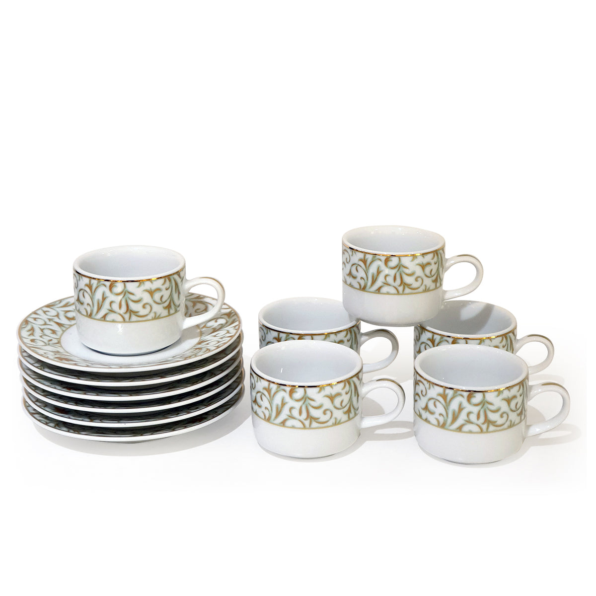 DANKOTUWA LARYN GOLD 6+6 COFFEE CUP AND SAUCER