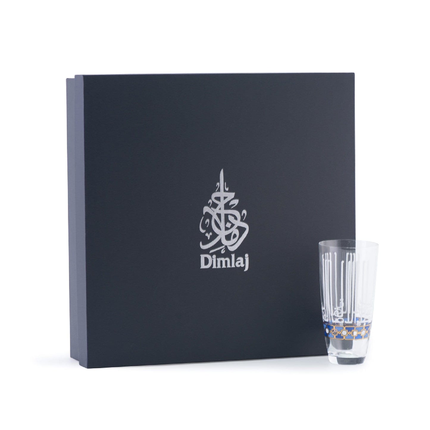 Dimlaj Asala Gold Blue Crystal Long Tumbler 6Pc Set - 46683