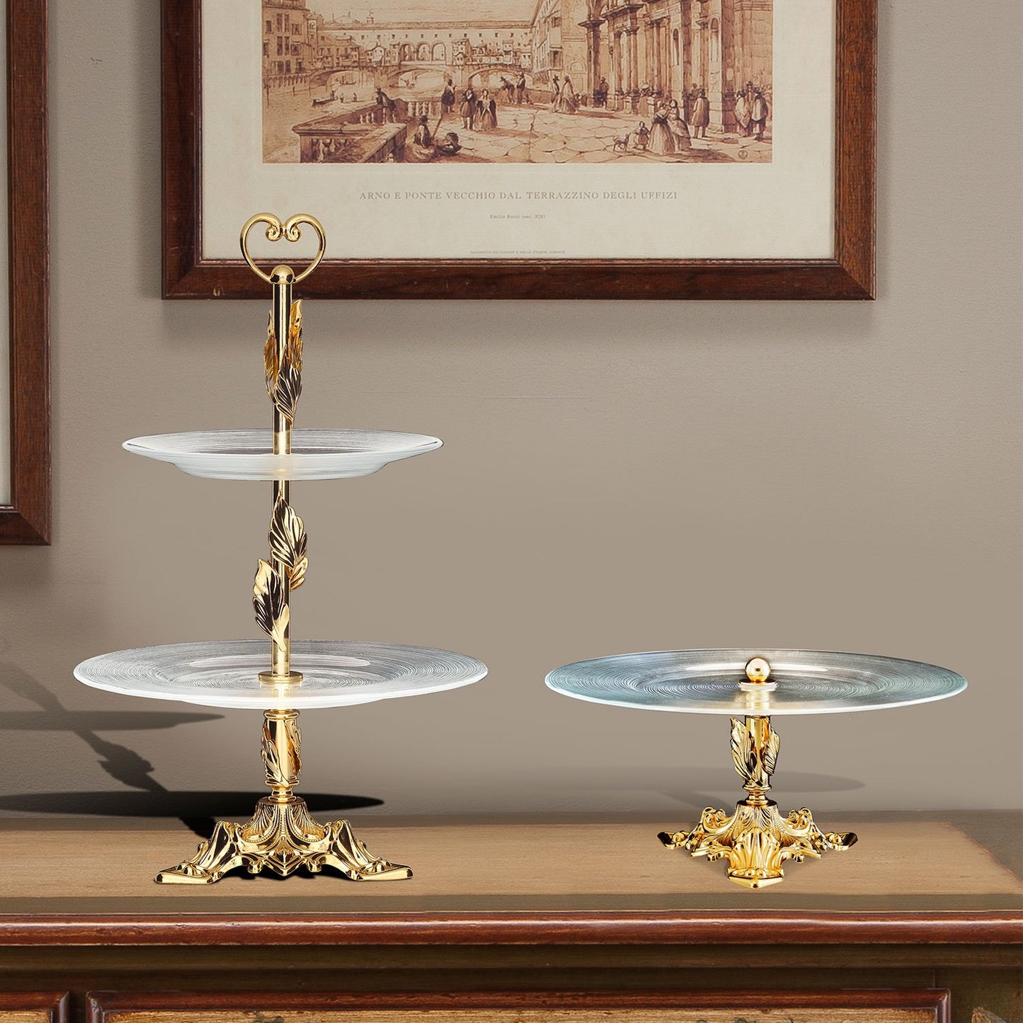 Verona 2 Tier Clear Glass Plate - Dc6146/Or
