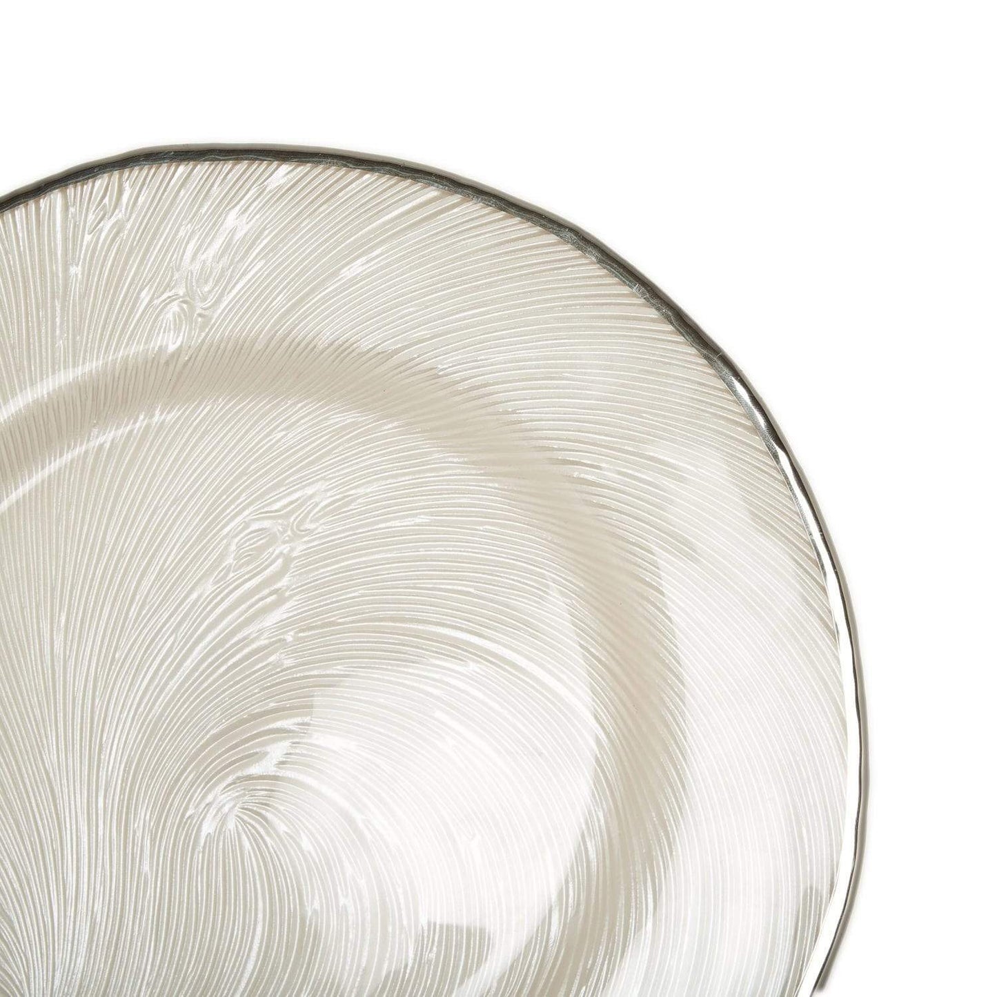 Glass Charger Plate 33Cm White Painted Silver Rim - 1Q953-014S