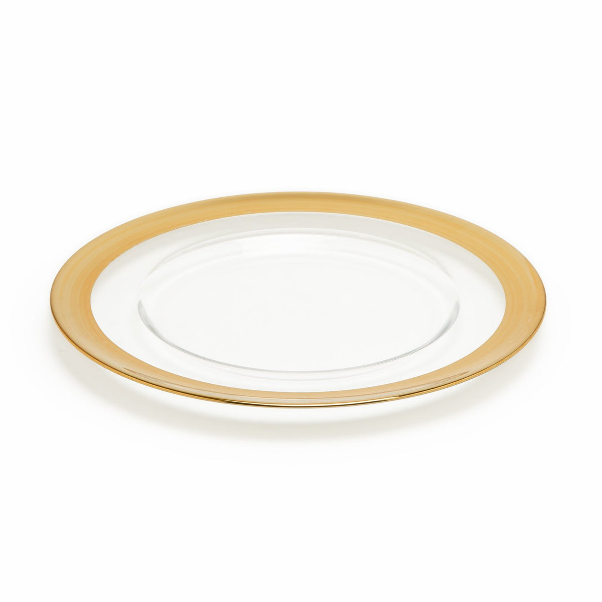 Glass Charger Plate 33Cm Clear With Gold Plating Rim - 1Q608-024