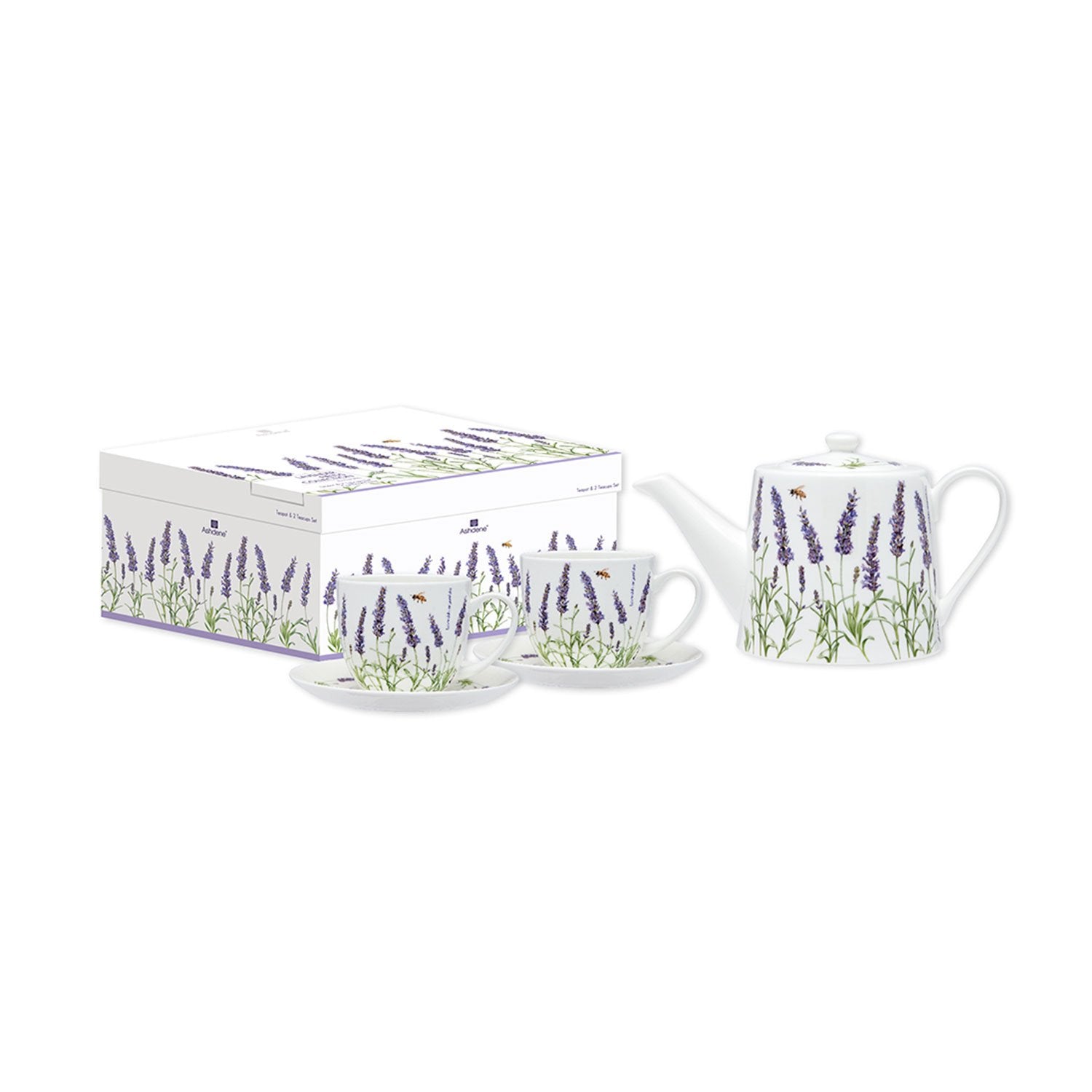ASHDENE LAVENDER FIELDS TEAPOT & 2 TEACUP SET - 519369