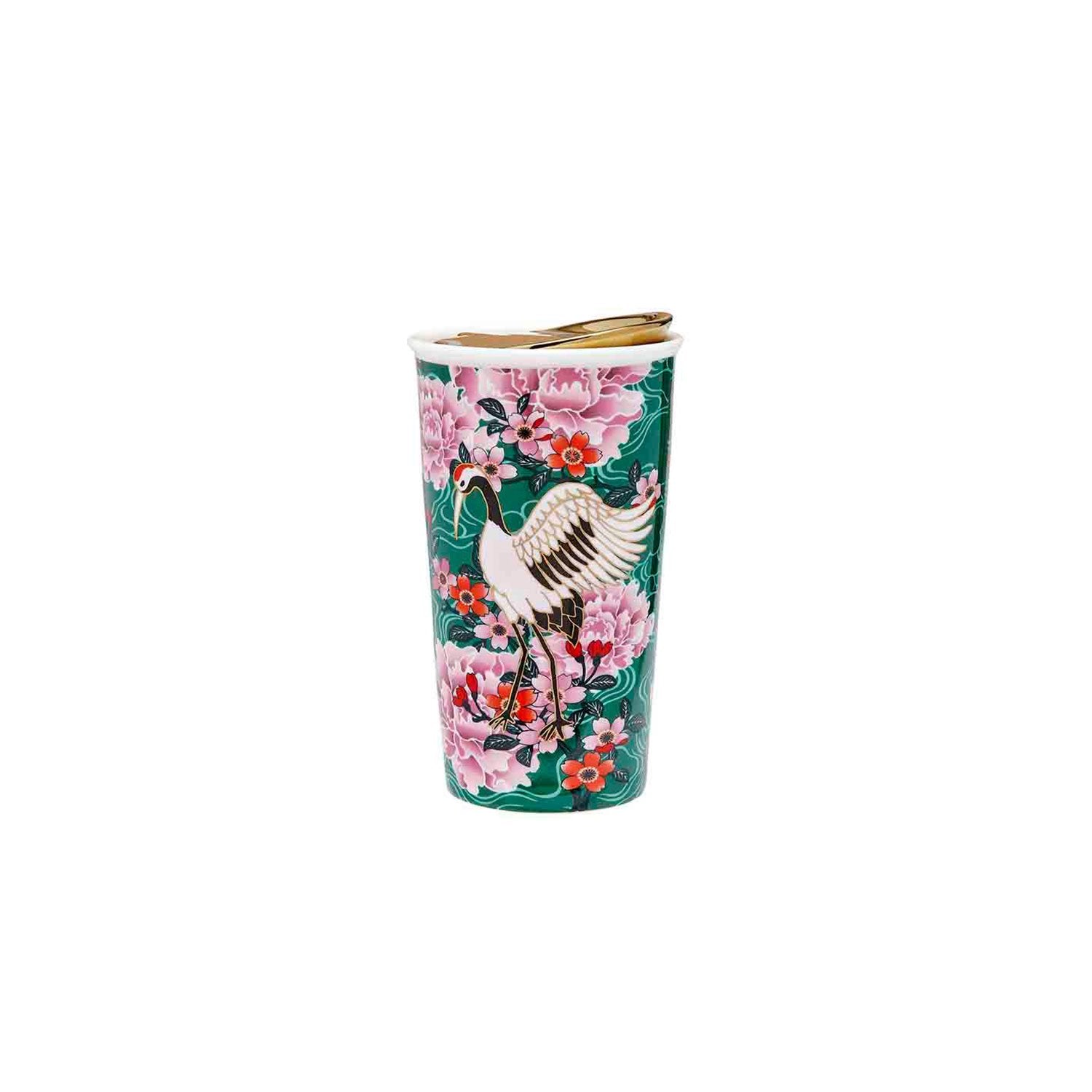 ASHDENE OSAKA EMERALD CRANES TRAVEL MUG - 519056