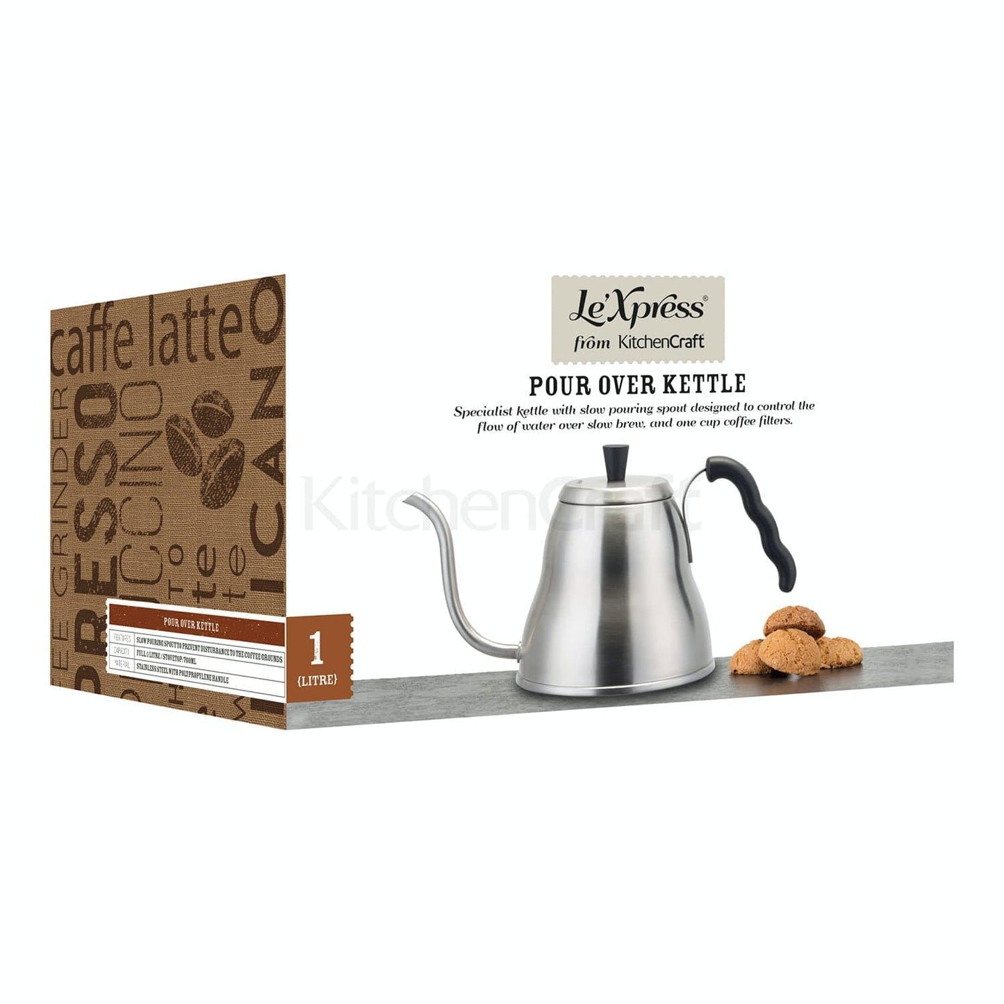 Kitchencraft Le Xpress Stainless Steel Pour Over Kettle 700Ml